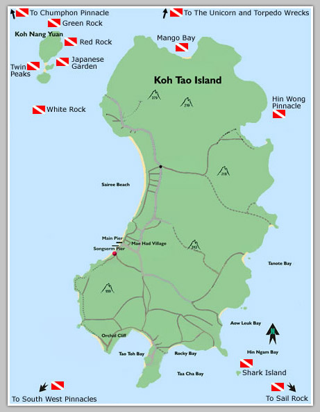 タオ島ダイビングマップ
