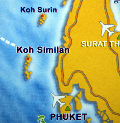 タイ、シミラン、スリン諸島、マップ